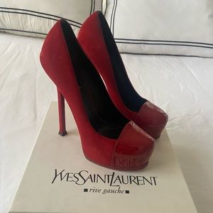 Yves Saint Laurent Red Platform Pumps